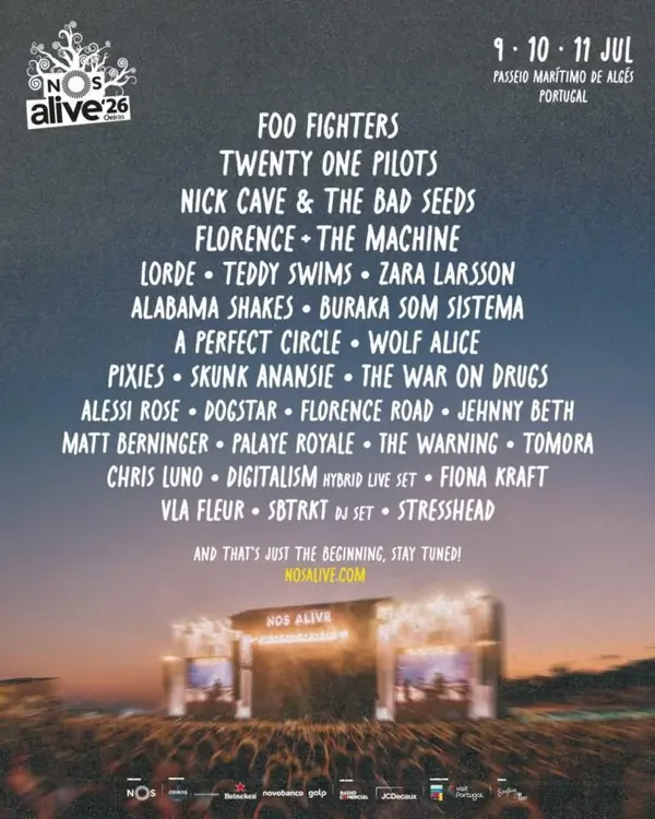 NOS Alive 2026 reúne Foo Fighters, Nick Cave e Lorde em Lisboa